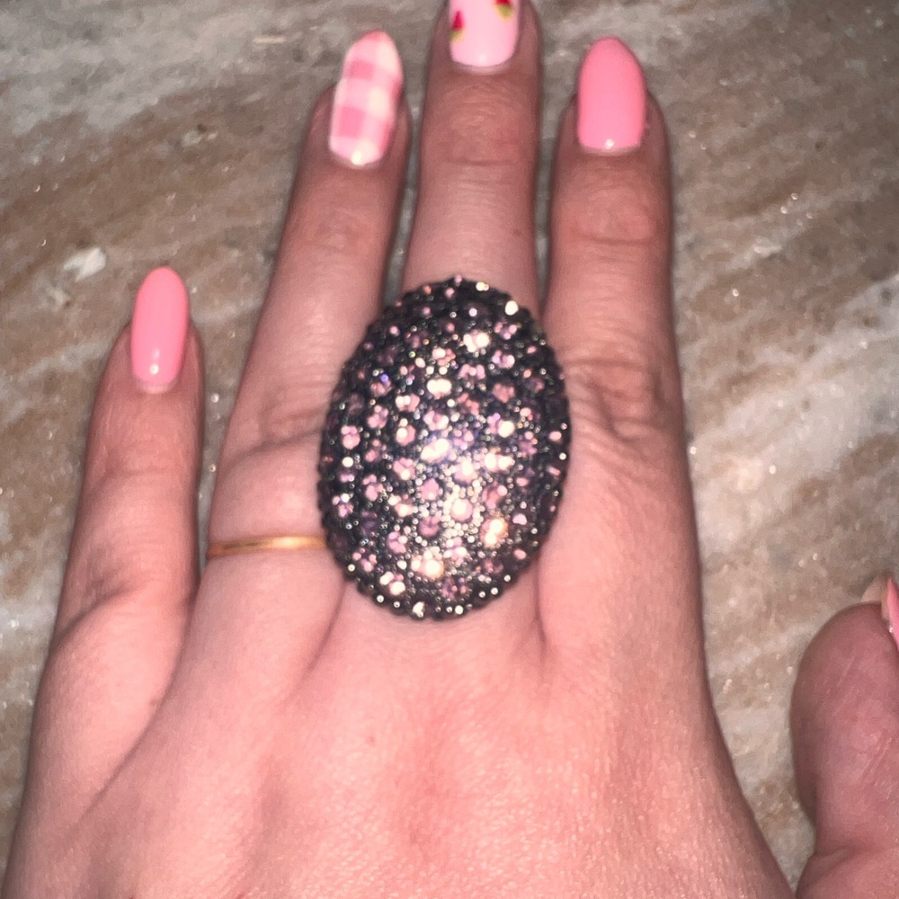 Pink Rhinestone Statement Ring - Picture 3 of 5